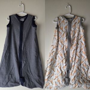 Burt's Bees Two-Pack Sleeveless Sleep Sacks - Navy Stripe & Giraffe
